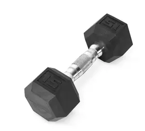 15 lb Hex-Shaped Dumbbell – Non-Slip Coated Grip (Single)