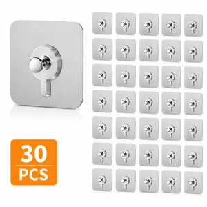 30-Pack Nail-Free Picture Hangers, Self-Adhesive Home Organizer Hook, Waterproof & Oilproof Storage Hooks, 4 lbs Load Capacity for Photos, Frames & Wall Decor