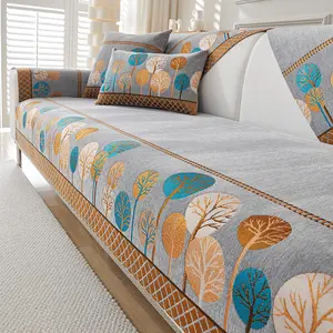 Leaf Pattern Non-Slip Sofa Cover | Washable & Aesthetic Boho Home Decor