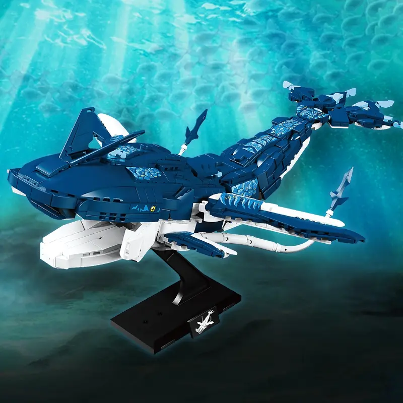 Blue Whale Building Block Set, Animal Model Figurine, Jointed Action Figures, Movie Character Toys, Holiday Gift