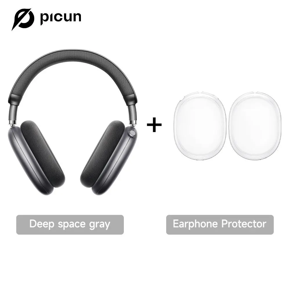 Picun F8 Pro+ Over-Ear Noise Cancellation Bluetooth Wireless Headphones - Detachable Transparent Protective Shell, Custom Mics, Seamless Dual-Device Pairing, All-Day Comfort for Mobile, PC & Laptop Productivity