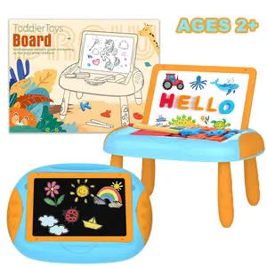Egofuntoy Small Erasable Drawing Board Easel with Letters & Numbers for Kids Ages 1-2 Double-Sided Whiteboard for Watercolor & Math Learning Creative Gift Toys Children's Art Set Multifunctional
