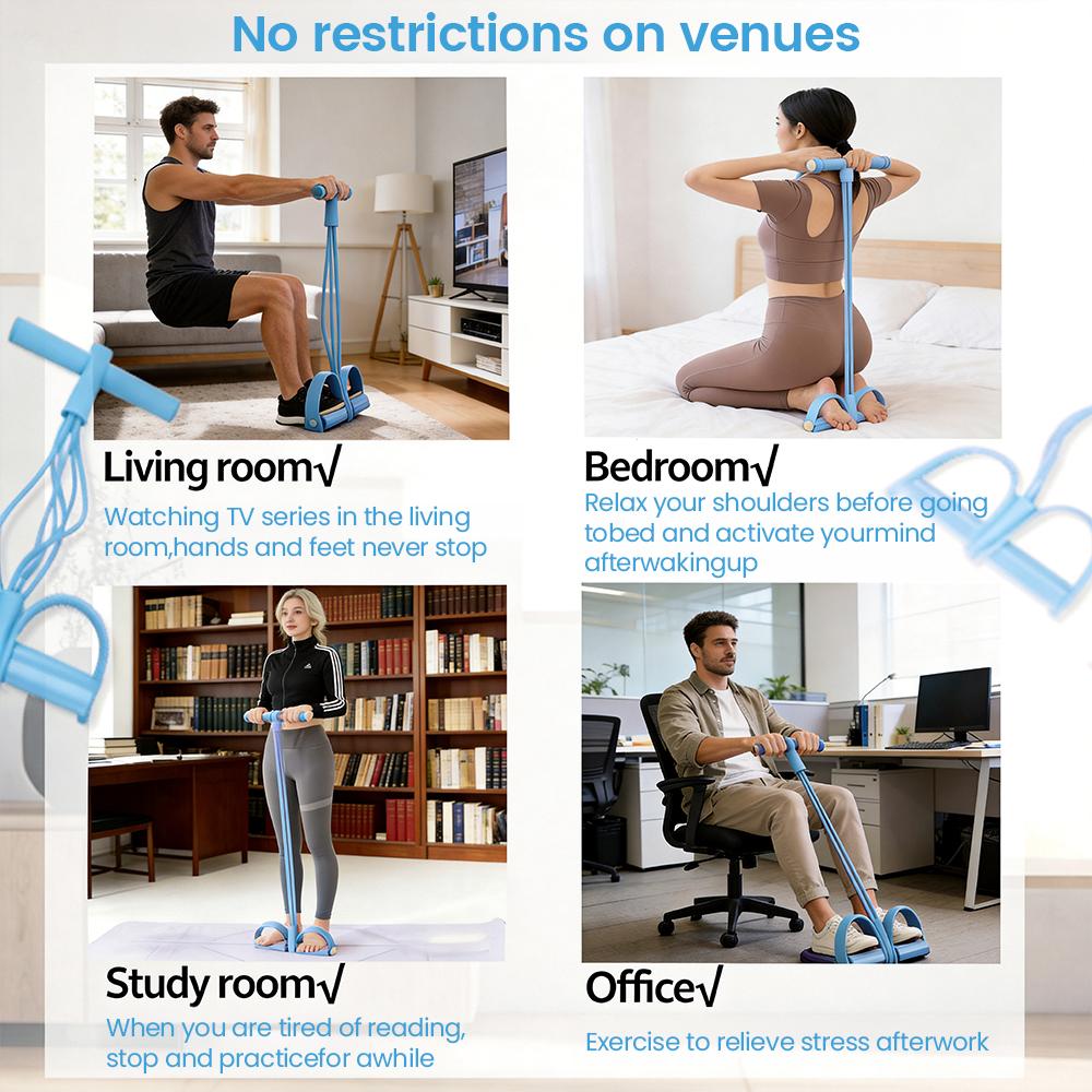 Pedal Resistance Bands with Handles, 6 Tube Fitness Resistance Band, Full Body Workout Equipment for Home Gym, Yoga Exercise Trainer for Abs Arms Legs