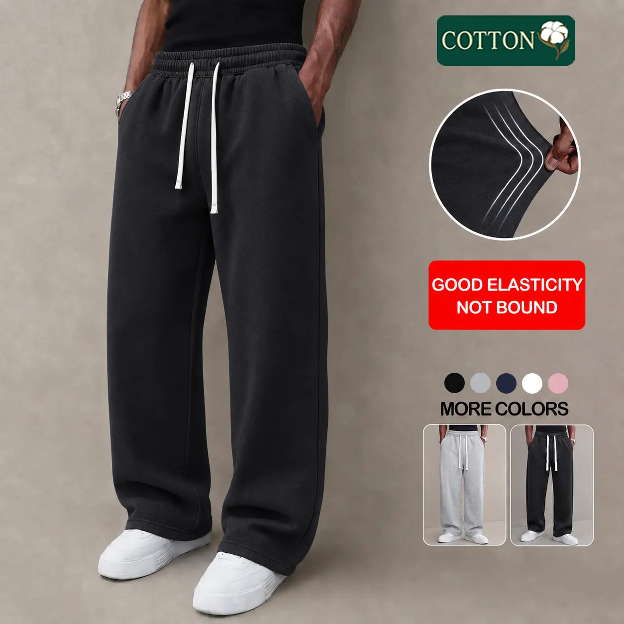 Men’s Baggy Sweatpants –  Cotton Blend Pants, Loose Fit Drawstring Joggers with Elastic Waist, Comfortable Casual Streetwear Trousers,Slim,Stretch,Chino,Bottom,Moisture-Wicking Sweatpants,lightweight,cargo,fleece,lining,,,cl,Men's,Thermal,esse,fashionable