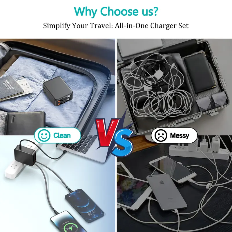 Product Introduction of 4-in-1 Retractable Car Charger, 100W USB-C Fast Adapter with Lightning Cable & Dual Ports for iPhone, iPad, AirPods, Samsung, Google Pixel 15