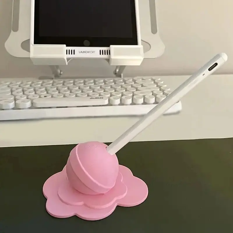 1pc Plastic Colorful Melting Lollipop Sculpture Pencil Holder, Office Accessories, Home Decoration Storage Organizer