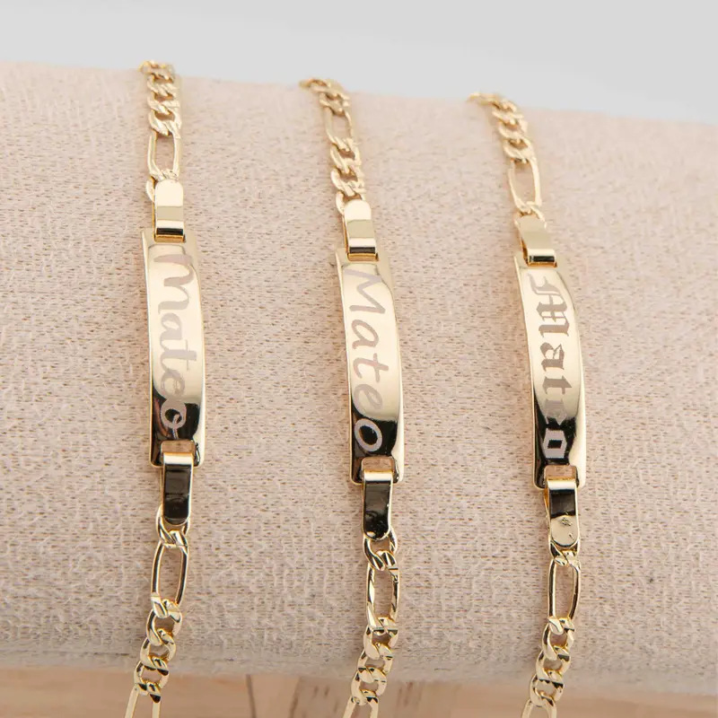 Unisex Personalized Name Fashion Bracelet - 6in Gold-Plated Metal Bangle with Clasp, Elegant ID Jewelry, Beautiful Design, Casual Toddler Gift, All Seasons Accessory
