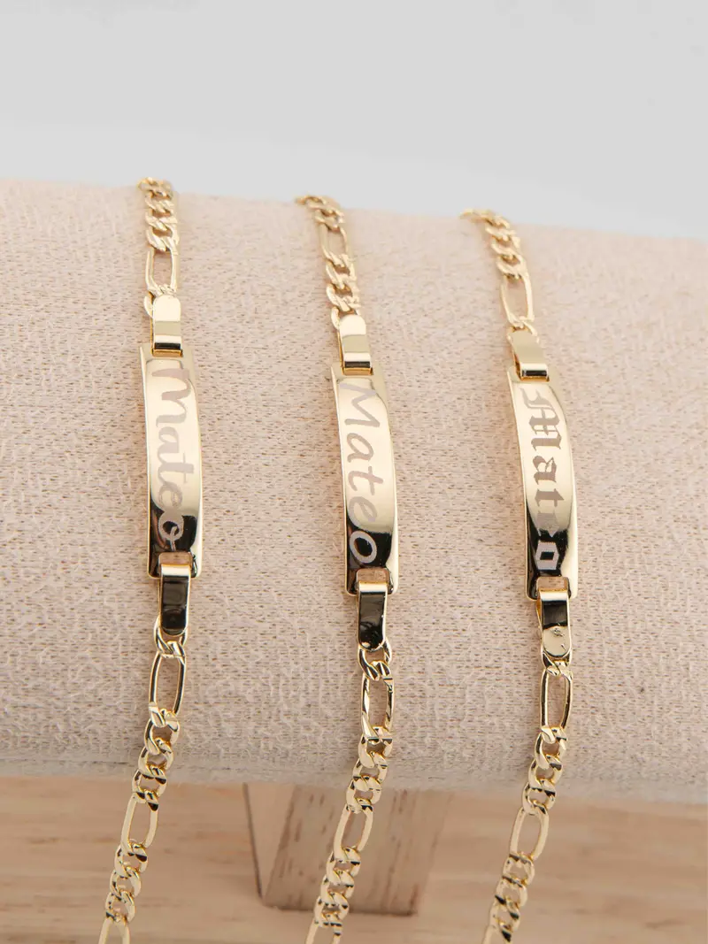 Beautiful 6-inch Gold-Plated Metal Baby Bracelets Fully Customizable Personalize with Name. Leave the name in a Note or Message