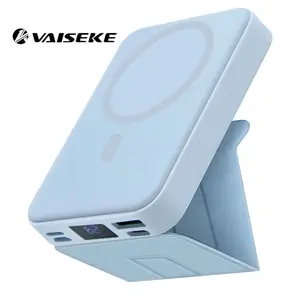 VAISEKE Magnetic Power Bank, Portable power chargers, 10000mAh Folding Wireless Portable Charger with USB-C Cable, For Smartphone & Cellphone 22.5W PD Fast Charging for iPhone 17/16/15/14/13/12 Pro/Pro Max/Plus/Mini