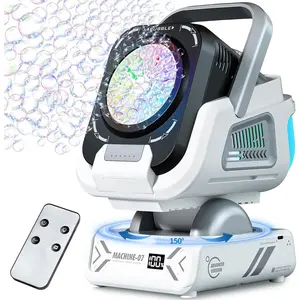 2025 Upgraded Bubble Machine with Remote Control, Automatic Rotation & RGB Lights, 1800mAh Rechargeable Battery, Type-C Charge, Bubble Maker for Kids, Weddings, Birthday Parties, Outdoor Activities