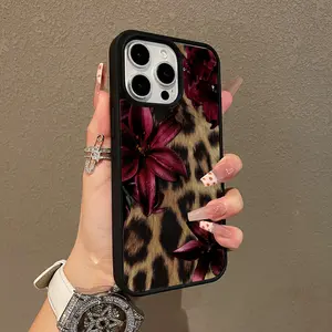 Trendy Magnetic Case for iPhone11/12/13/14/15/16/17/promax Leopard Print Lilies MagSafe Ready, Ultra Thin & Shockproof | Cute Pick for Girls