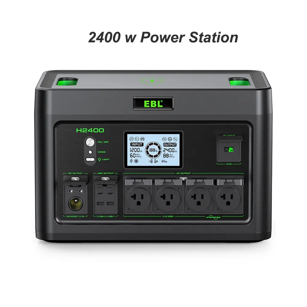 EBL Portable solar panel;Portable Power Station 2400W--- Camping Solar Generator for Outdoor and Indoor Emergency Use