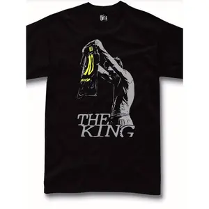 Men's Lionel Messi Barcelona Argentina Soccer T-Shirt - Black with Iconic Celebration Print & THE KING Text, Short Sleeve Round Neck Casual Tee, graphic tees Machine Washable, Allseason Clothing, Celebratory Design, Comfortable Fit Cotton Menswear