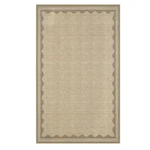 5 x 7 ft Polyester Natural Rectangular Indoor Bedroom Living Room Scalloped Modern Machine Washable Area Rug-B