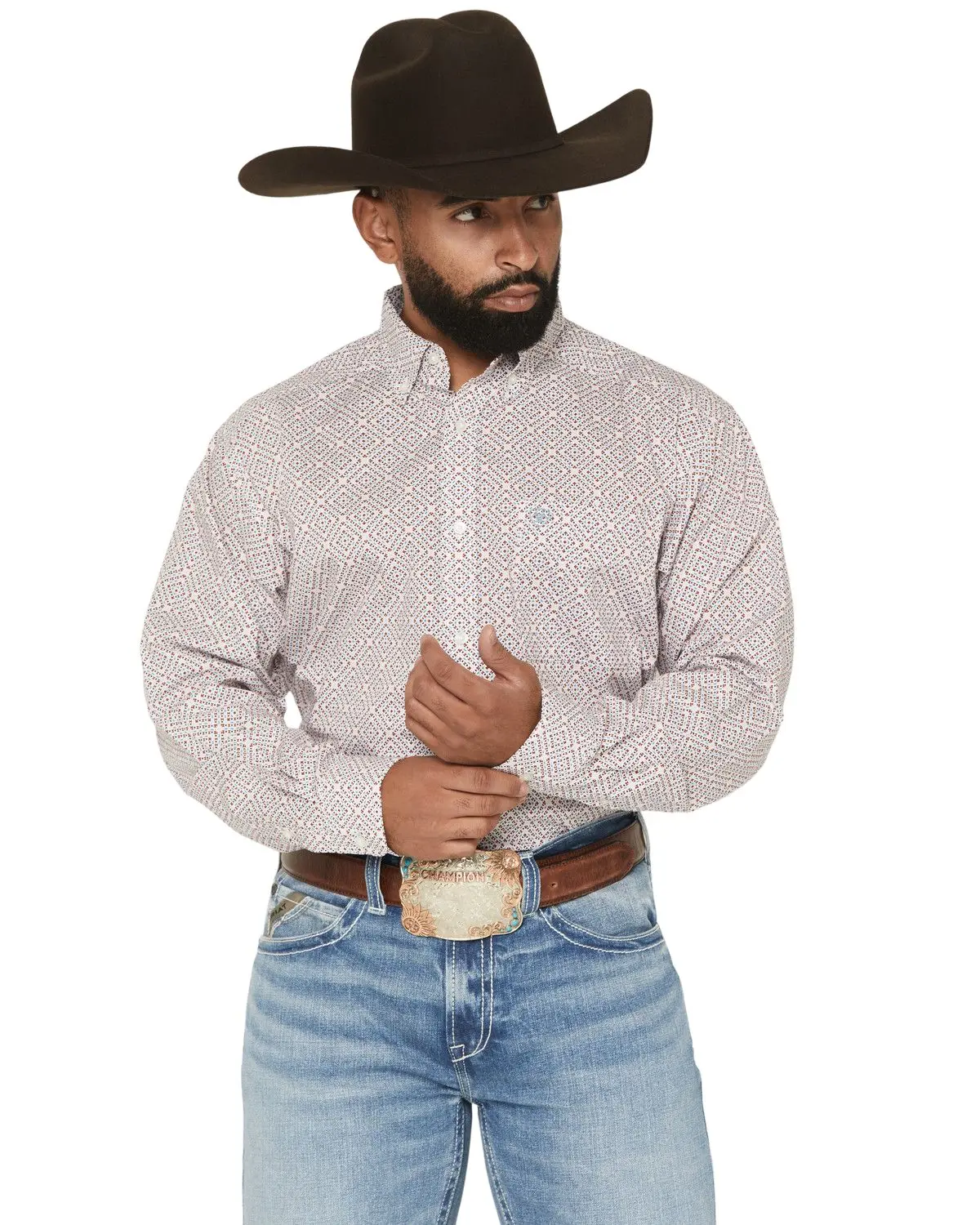 Ariat Men's Men'S Tiernan Geo Print Long Sleeve Button-Down Western Shirt - 10071609