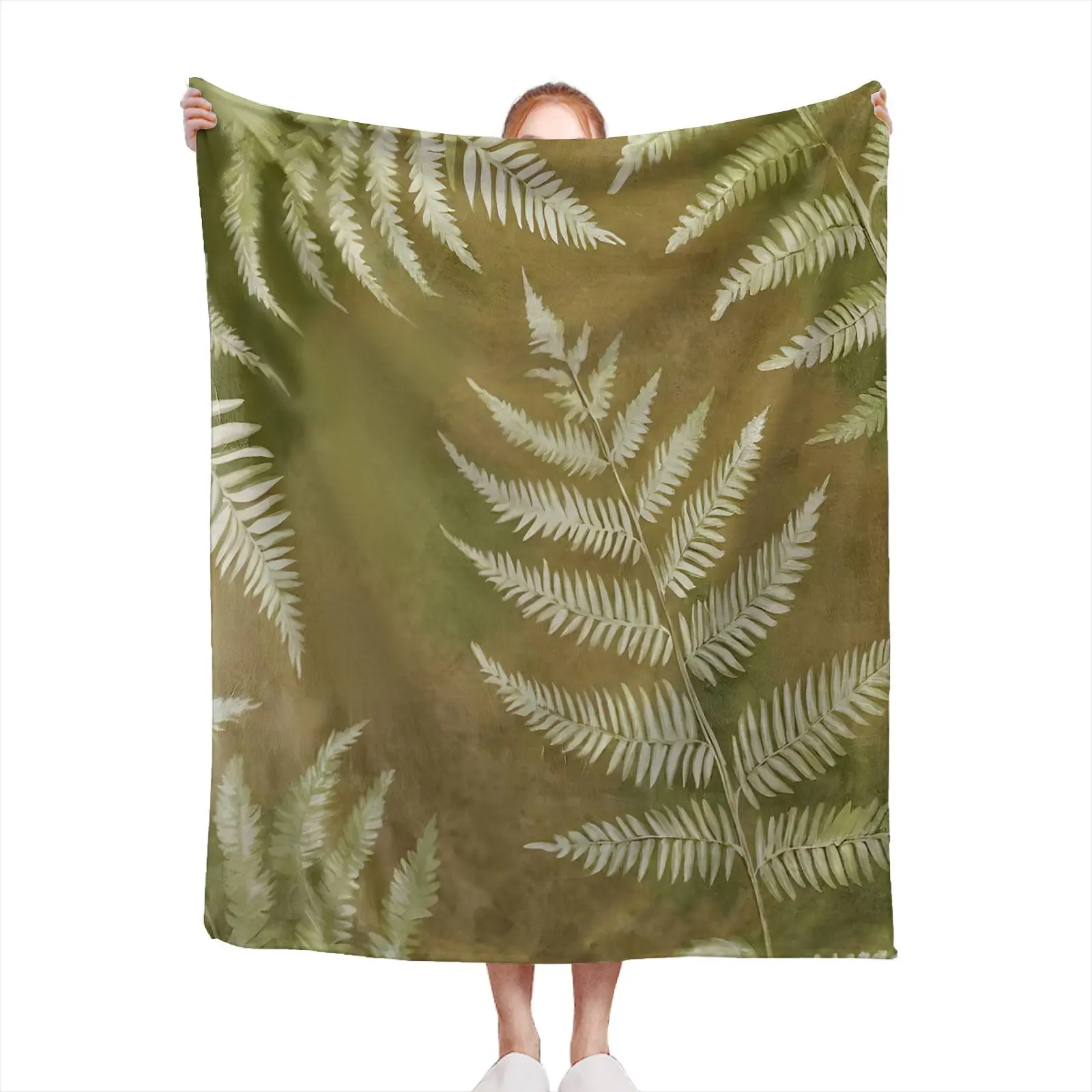 Ferns Flannel Throw Blanket Perfect For Adults & Gift  Flannel Blanket Master Bedroom Layering Sofa Snuggling Guest Room Housewarming Gift