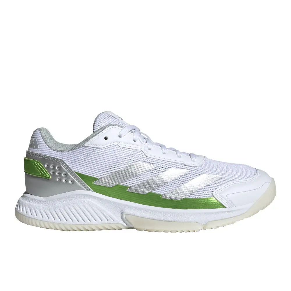 adidas Womens Courtquick Padel Tennis Sneakers Shoes - Green, Silver, White