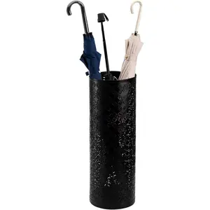 Durable Metal Round Umbrella Organiser Rack - Free-Standing Holder Bin for Canes, Walking Sticks - Hall, Entryway Use - Black Gift for Home, Office