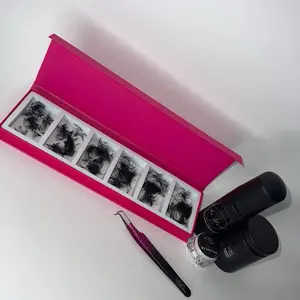 Professional Grade Eyelash Extension Kit - 20D Promade Fans, Oil-Resistant Adhesive, Tweezer, Remover and Primer/Cleanser for  Lash Extension