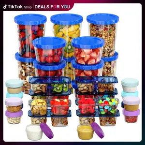 【Campagian】34 PCS  Food Storage Containers+snack containers+Sauce containers Set , Leakproof, Reusable, Microwave and Dishwasher Safe,Soup Containers for Oats/Salad