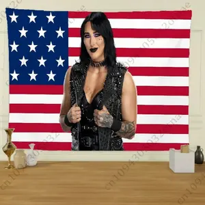 R-Rhea Ripley Wrestler Flag Tapestry Creative Pattern Photo Living Room Wall Art Tapestry Home Bedroom Decor Party Outdoor Decorate Banners(3).Jpg