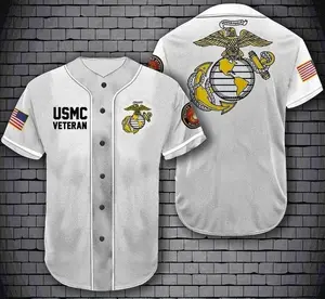 Usmc Veteran Marine Corps All Over Printed White Baseball Jersey – FASTSHIPPING