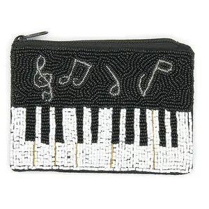 Piano Seed Bead Coin Pouch – Black