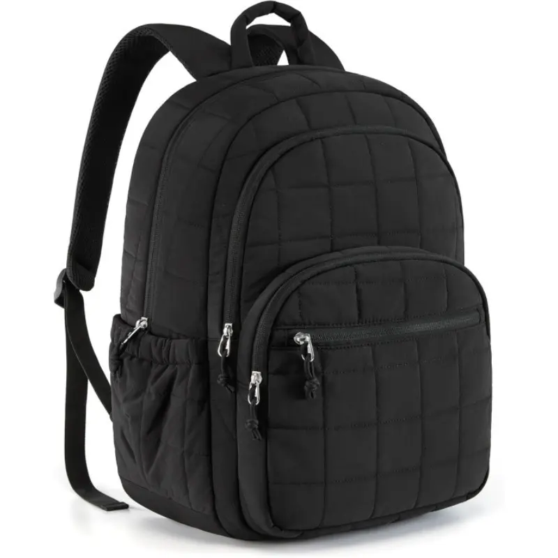 Black Quilted Laptop Backpack for Women, Water-Resistant 15.6 Inch Computer Bag, Dual Carry Casual Commute Messenger Bag,Lightweight Casual Travel Daypack for College,Ideal for Outings Travel & Gatherings Perfect Gift,High School & Everyday Office Commute