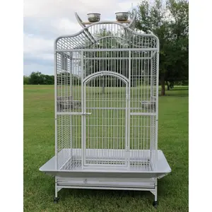 2 Color, Extra Large Wrought Iron Dome Top for Macaw Goffin'S Cockatoo Cockatiels African Grey Amazon Parrots Green Cheek Conures Caique Bird Cage with Rolling Stand Mcage