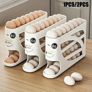 3 Layer Egg Storage Box, Large Capacity Egg Rack, Automatic Rolling Egg Holder, Kitchen Fridge Organizer, Home Use, Stackable Fridge Organizer, Refrigerator Organizer, Refrigerator Accessories