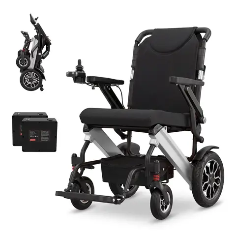 Zygenair Foldable Electric Wheelchair - 500W Brushless Motors, Dual Li-ion Quick-Swap Batteries, 30 mi Range, 350 lb Capacity, 18" Wide Seat, Aluminum Alloy Frame, Lightweight Travel Mobility Chair
