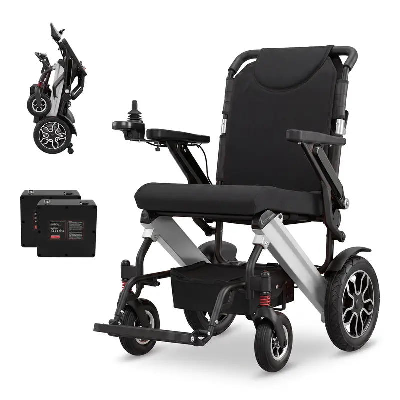 Zygenair Foldable Electric Wheelchair - 500W Brushless Motors, Dual Li-ion Quick-Swap Batteries, 30 mi Range, 350 lb Capacity, 18" Wide Seat, Aluminum Alloy Frame, Lightweight Travel Mobility Chair