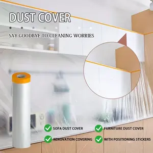 Multi-Functional Disposable Sticky Dust Cover, Transparent Pe Film for Furniture, Home Renovation, Car Body Painting, Odorless