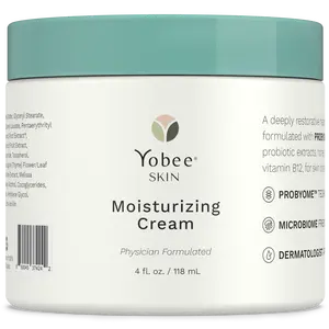 Yobee Probiotic Skin Moisturizing Cream - Physician Formulated with PROBYOME for Dry Skin Relief & Microbiome Support - Probiotics, Honey, Turmeric, Vitamin B12, Ceramides, Shea Butter - Fragrance-Free - Toxin-Free - Non-Greasy, Fast-Absorbing - 4 Oz