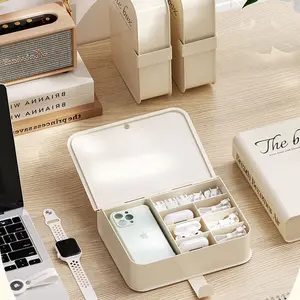 Storage box, multifunctional data cable storage box, desktop plastic storage box, sundries organizer box, in-drawer storage box