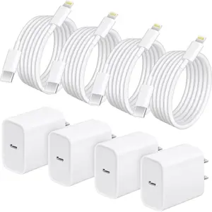 4-Pack 20W Super Fast Charging USB-C Wall Charger Block with 4-Pack 6FT USB-C to Lightning Cable for iPhone 14/13/12/12 Pro Max/11/Xs Max/XR/X, AirPods Pro