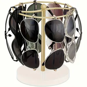 Sunglasses Organizer, 1 Count Glasses Holder Stand, Sunglass Storage Display Eyeglasses Rack for Up To 12 Pairs Of Eyewear Glasses for Table Dresser Desk Countertop