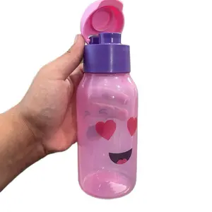 Eco Bottle Pink Heart Face Design Purple Lid Drinkware Tumbler Mug Cup Bottled Portable Leakproof Insulated