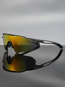 Unisex Hollow Out Design Sporty Sunglasses, Windproof UV Protection Sunglasses, Athletic Sunglasses for Cycling Driving Fishing