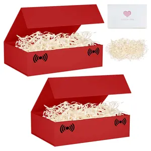 Red Gift Box with Lids,10.7'x7'x2.8' Gift boxes for Presents with Lids Magnetic Closure Rectangle Collapsible for Bridesmaid Proposal Box, Wedding, Christmas, Halloween, Birthday Gift Packging