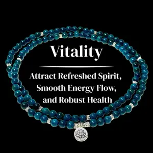 Vitality Energy Flow Beaded Necklace with Lotus Pendant for Refreshed Spirit Smooth Energy Flow and Robust Health