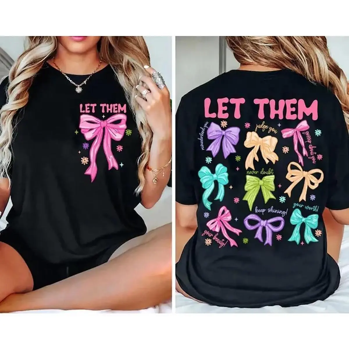 Men's "LET THEM" Confidence-Vibe Short-Sleeve/Hoodie Top - 180G/230G 100% Cotton, Relaxed Soft Fit, Printed Slip Piece Tee, Made in USA [CoreVarsity.us]