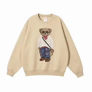 Cute Teddy Bear Sweater, Print Bear Graphic Sweatshirt, Unisex Vintage Streetwear Pullover, Cozy Casual Fashion Top