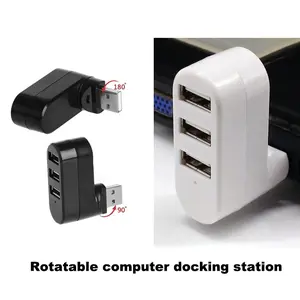 180 Degree Rotating 3-Port High-Speed USB 2.0 HUB Splitter, Desktop and Laptop Adapter for Enhanced Connectivity, USB Port Adapters
