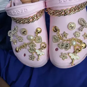 Elegant 24-Piece Stud Shoe Set with Pearl Bowknots, Ballerina Design & Chains, Cute Decorative Accessories for Shoes