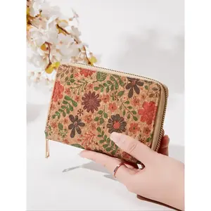 Women's Vintage Floral Pattern Zipper Short Wallet, Pu Leather Coin Purse with Card Slot, Multi-functional Boho Style Wallet for Daily Use, Stylish Wallet
