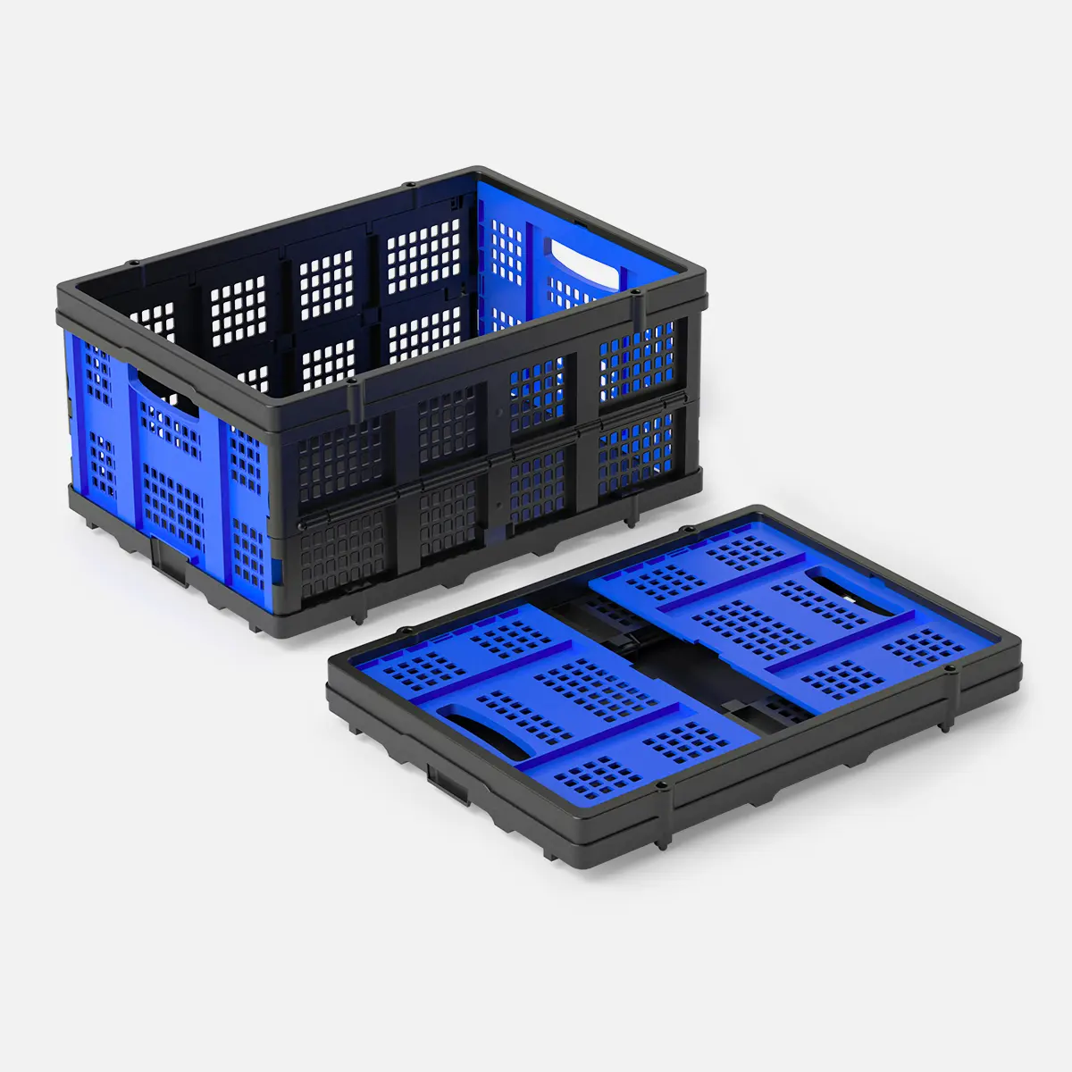 Foldable Stackable Plastic Storage Baskets - Lightweight, Durable, Portable, Removable Multipurpose Kitchen Basket for Shopping Cart, Household Organization