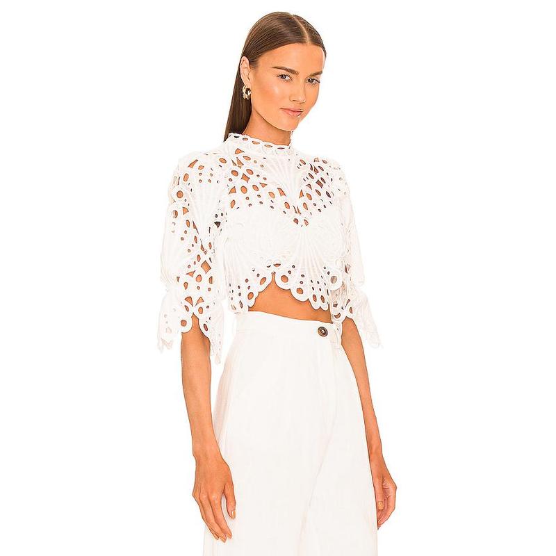 Michael Costello x REVOLVE Jovani Crop Top in White