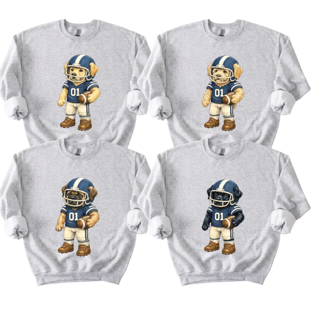 Custom Football Dog Sweatshirt, 50+ Dog Breed, Cute Puppy Football Sweatshirt| Game Day Dog Sweatshirt| Vintage Football Dog Graphic | Sports Fan Gift | Football Mom Sweatshirt| Dog Lover Sweatshirt