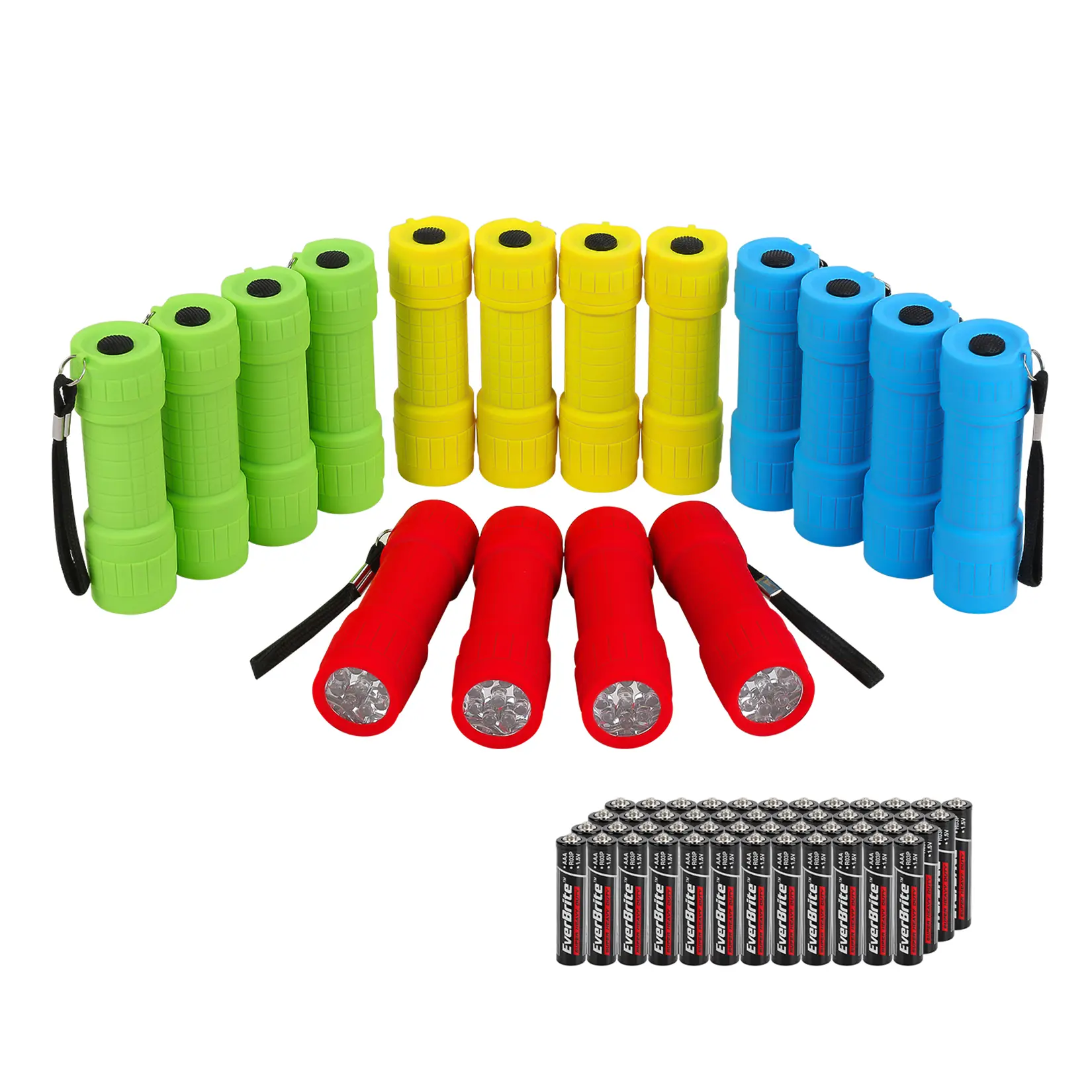 #fathersdaygift EverBrite 16-Pack Mini LED Flashlight Set, Small Flash Lights Assorted 4 Colors, 48 AAA Batteries Included, for Emergency, Camping, Hiking, Outdoor Activities, Bulk Holiday Gifts